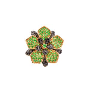TSAVORITE FLORAL RING