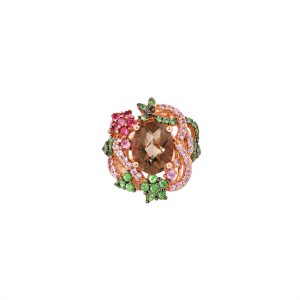 SMOKY QUARTZ FLORAL RING