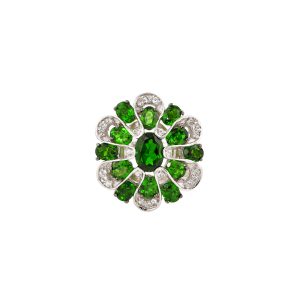 CHROME DIOPSIDE FLORAL RING