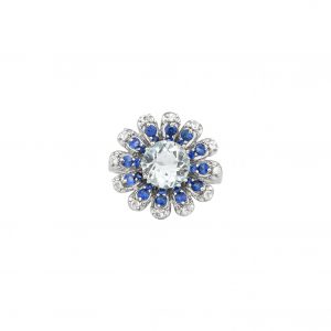 AQUAMARINE FLORAL RING