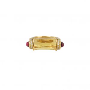 HONEY QUARTZ FANCY BAGUETTE RING