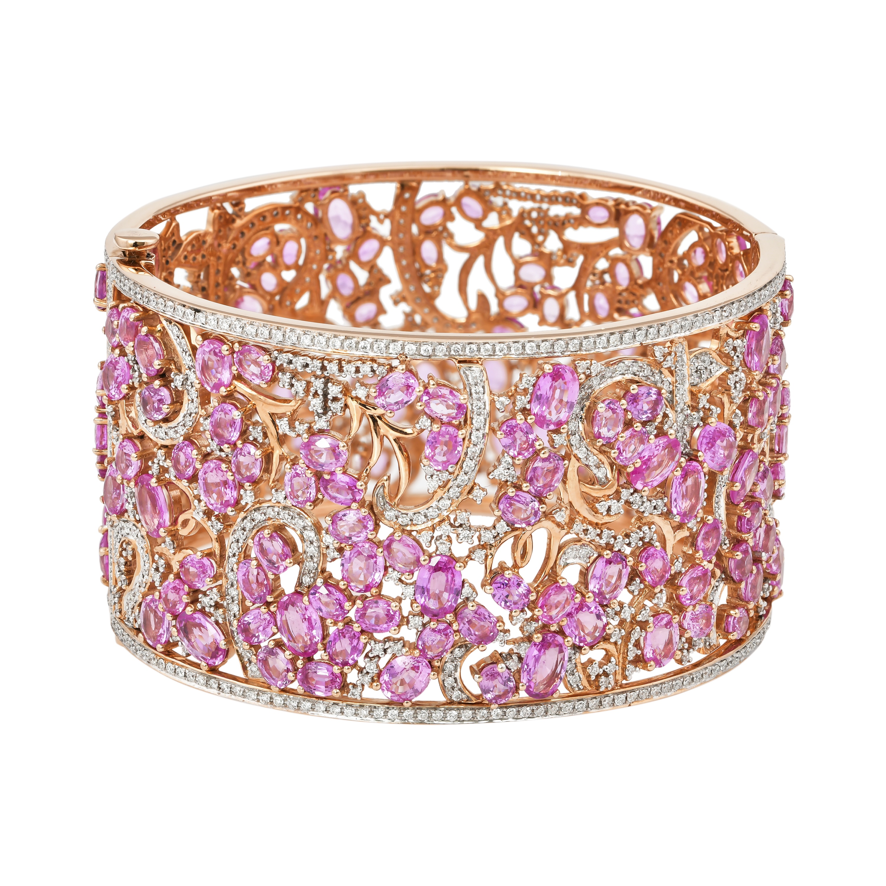 Pink Sapphire, Ruby & Diamond Butterfly Cuff Bracelet | Heidi Designz