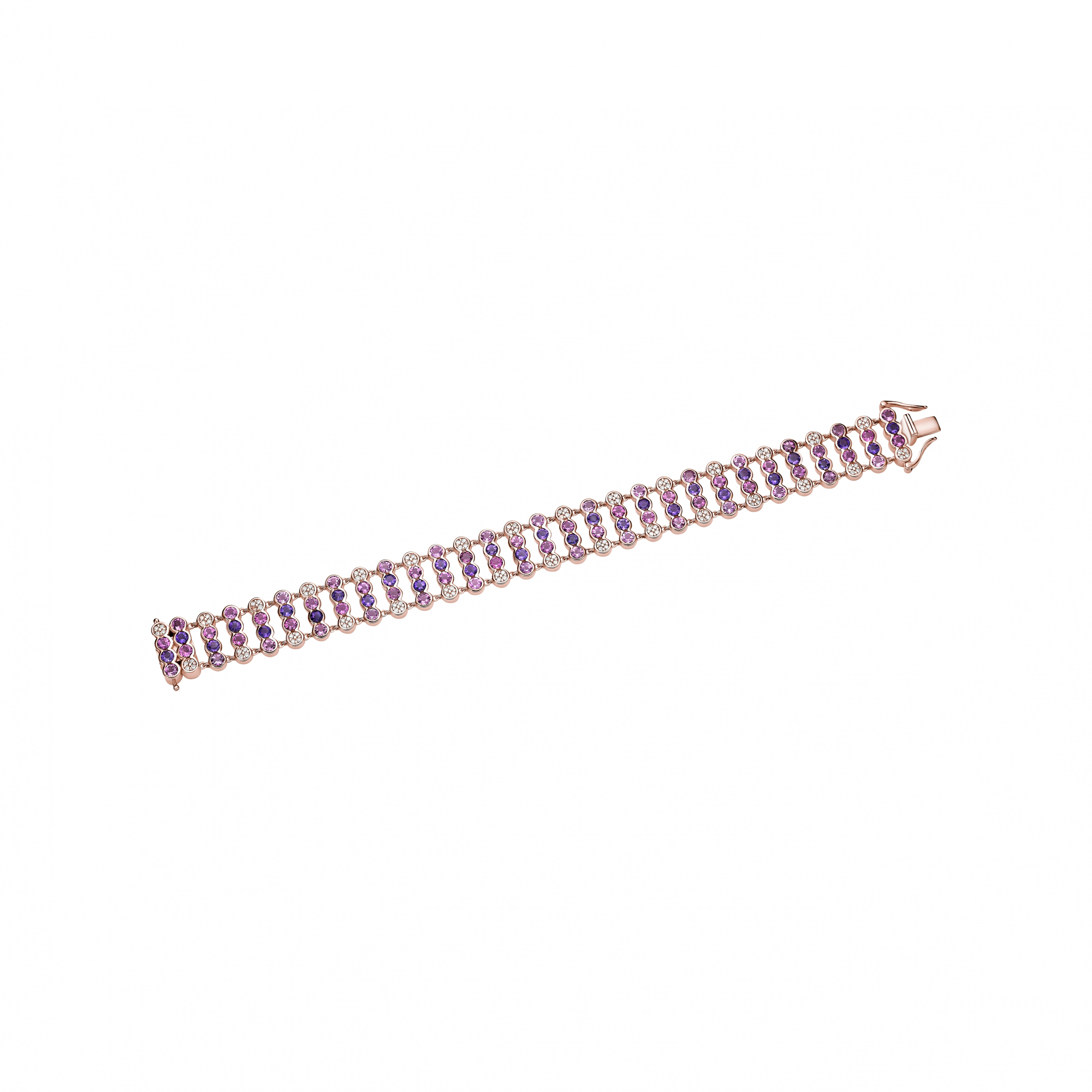 LINKED PINK TOURMALINE & AMETHYST BRACELET