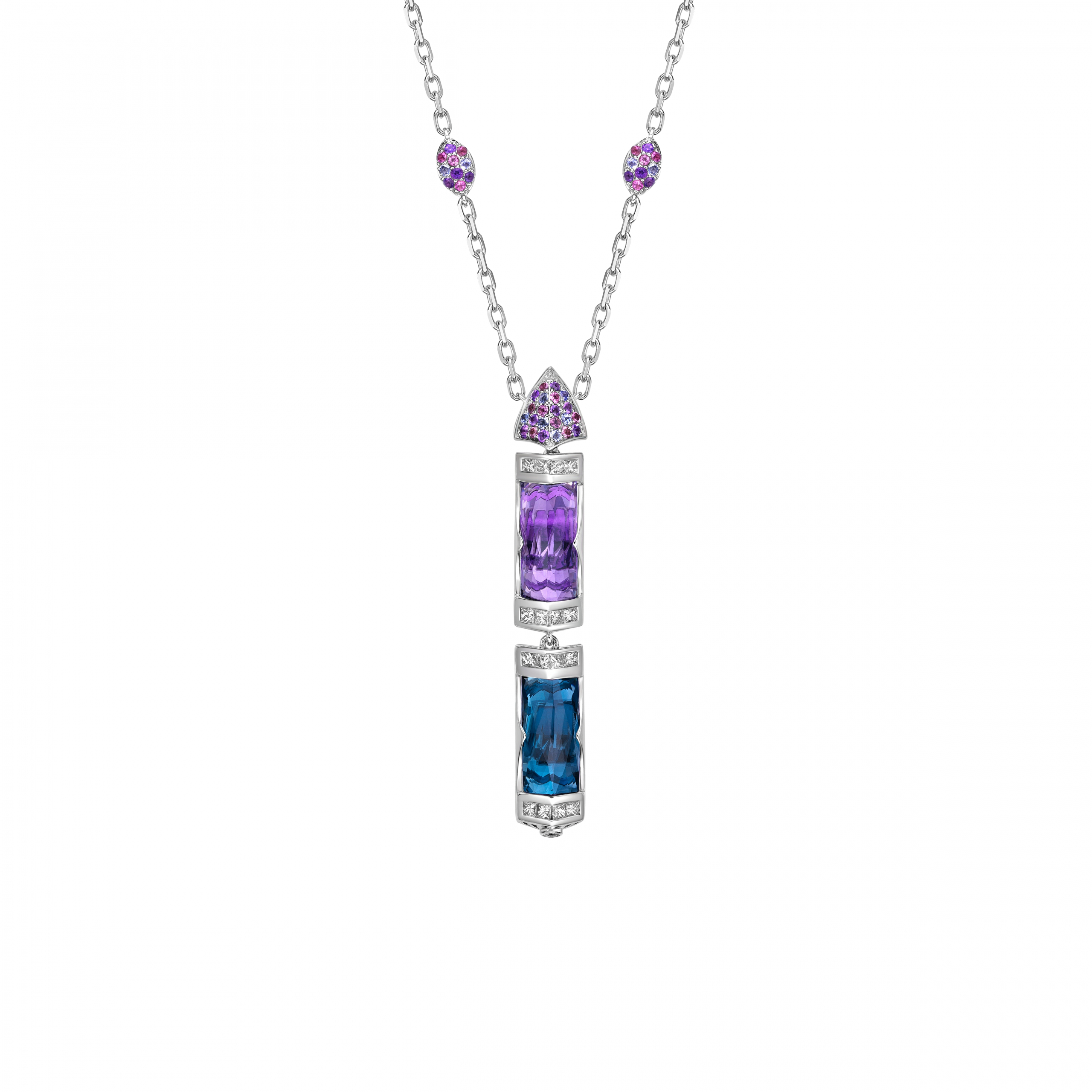 LONDON BLUE TOPAZ AND AMETHYST NECKLACE