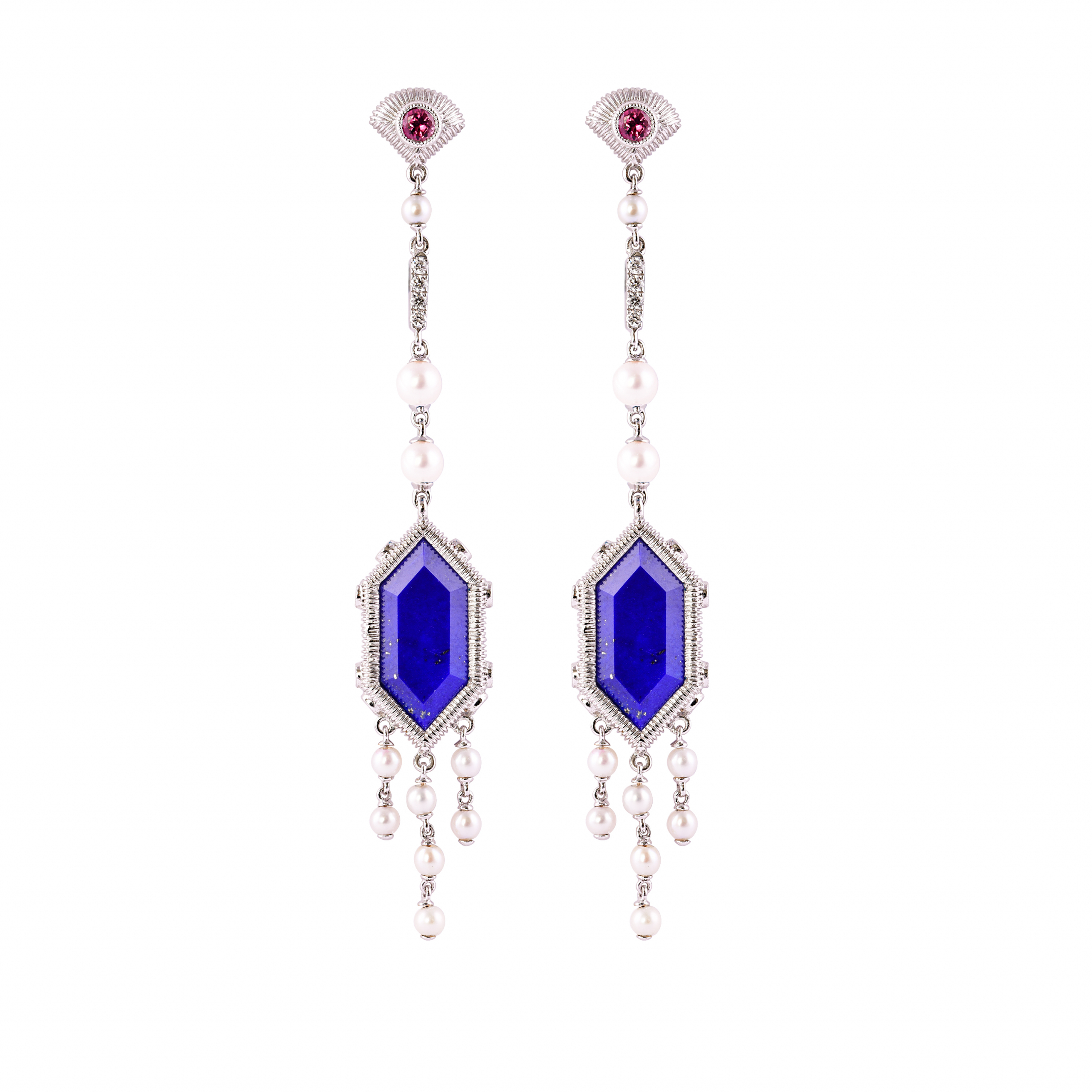 LAPIZ LAZULI & PEARL DANGLE EARRING
