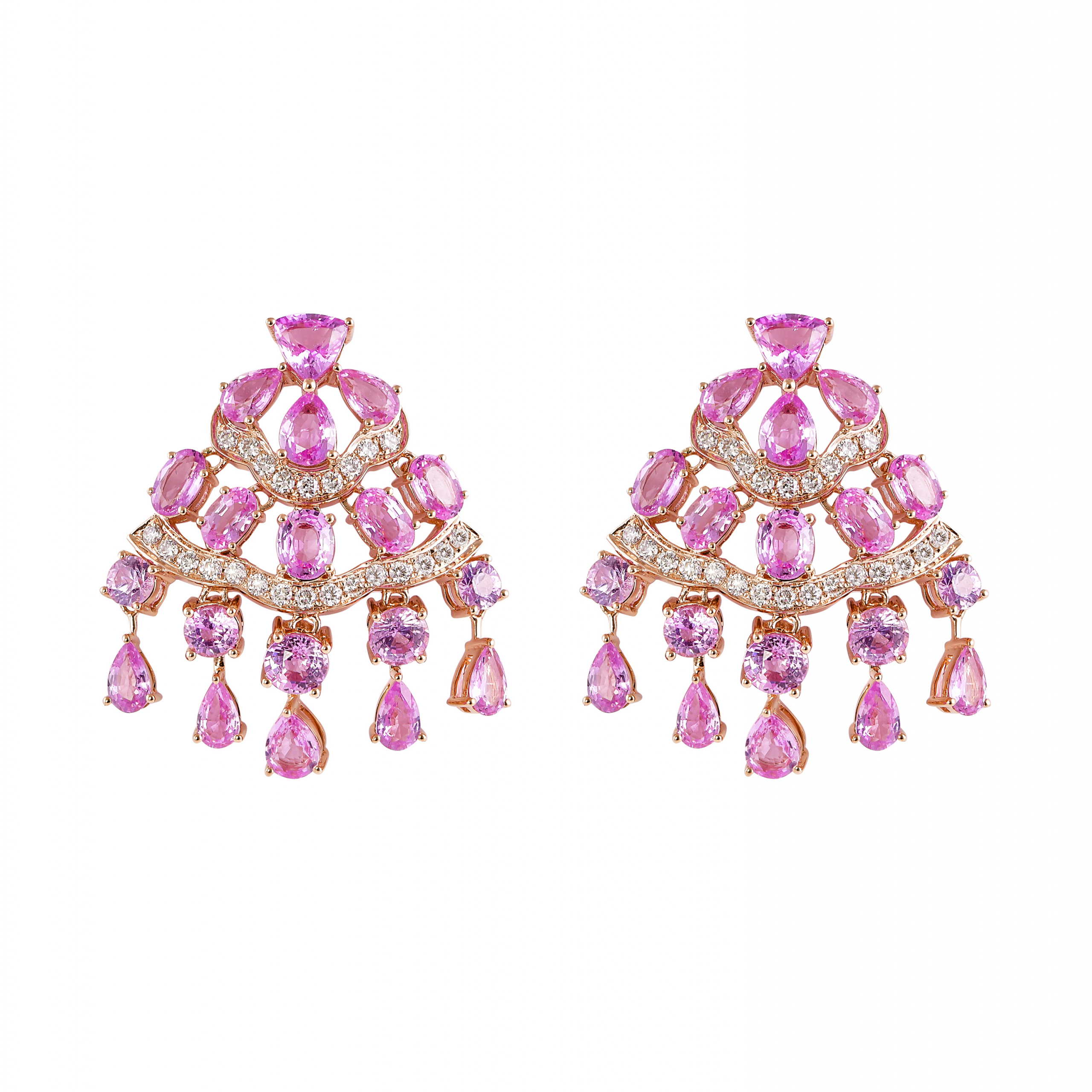 PINK SAPPHIRE CHANDELIER EARRINGS