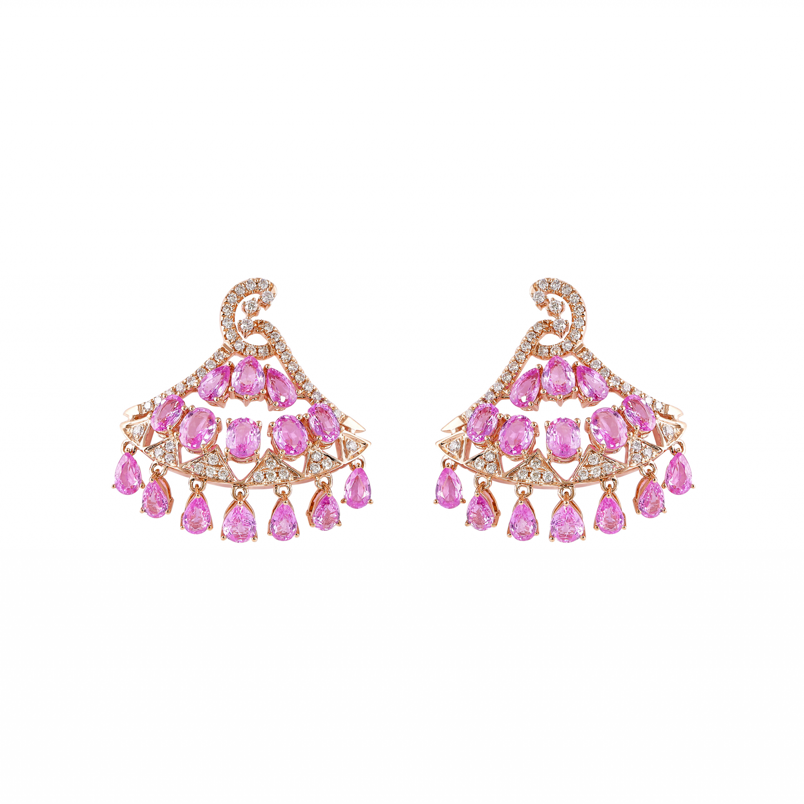 PINK SAPPHIRE CHANDELIER EARRINGS