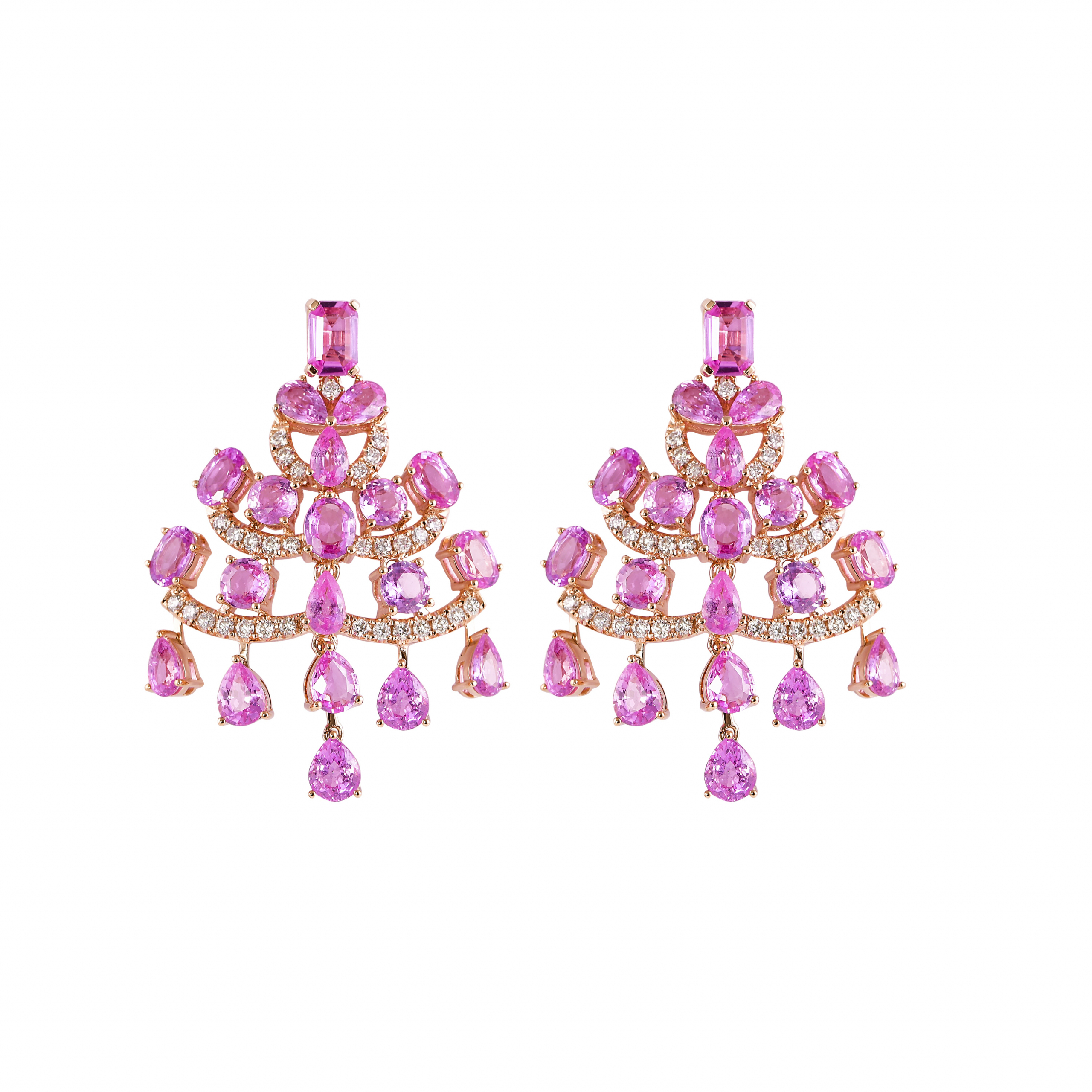 PINK SAPPHIRE CHANDELIER EARRINGS