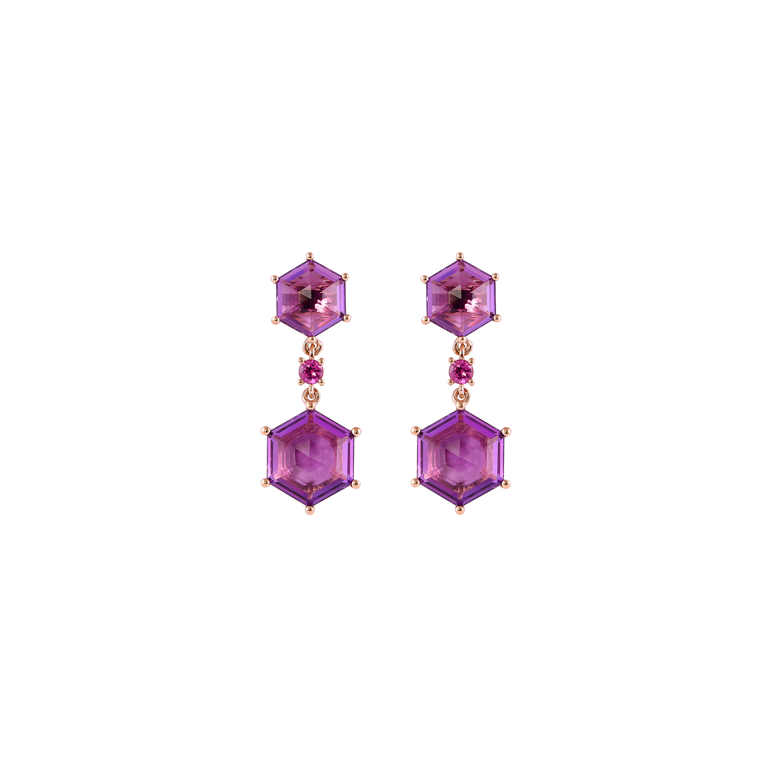 AMETHYST HEXAGON EARRING