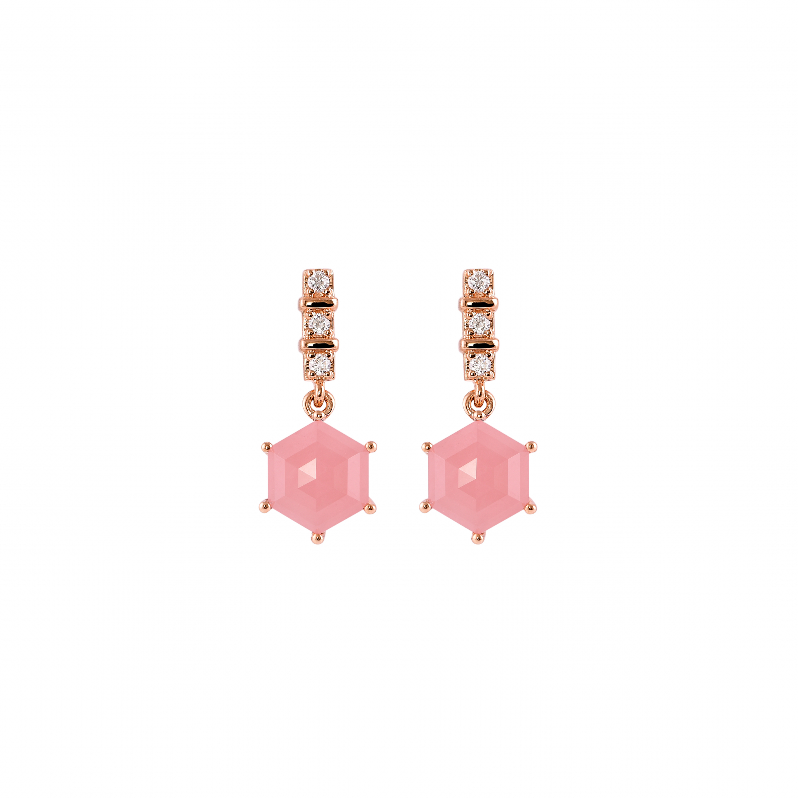GUAVA QUARTZ HEXAGON EARRING