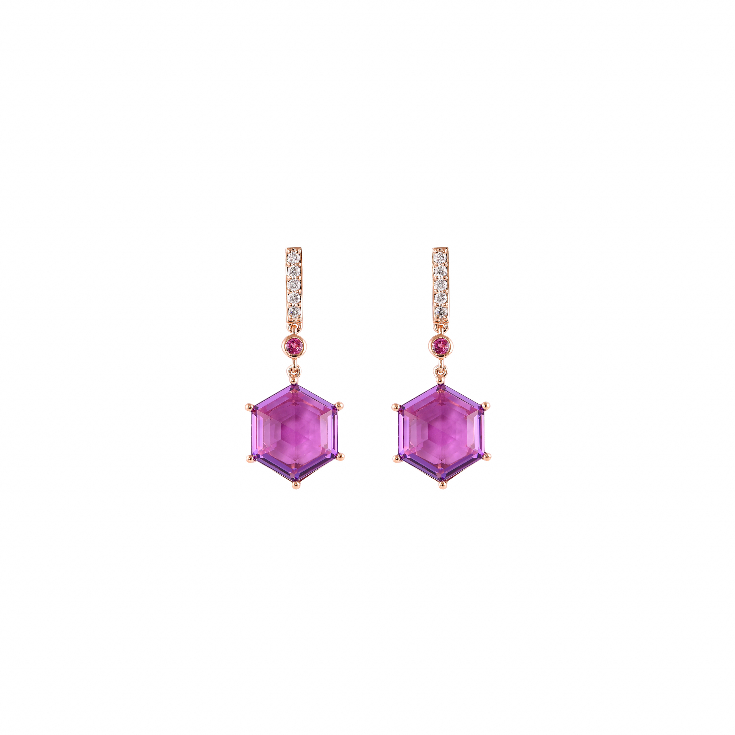AMETHYST HEXAGON EARRING