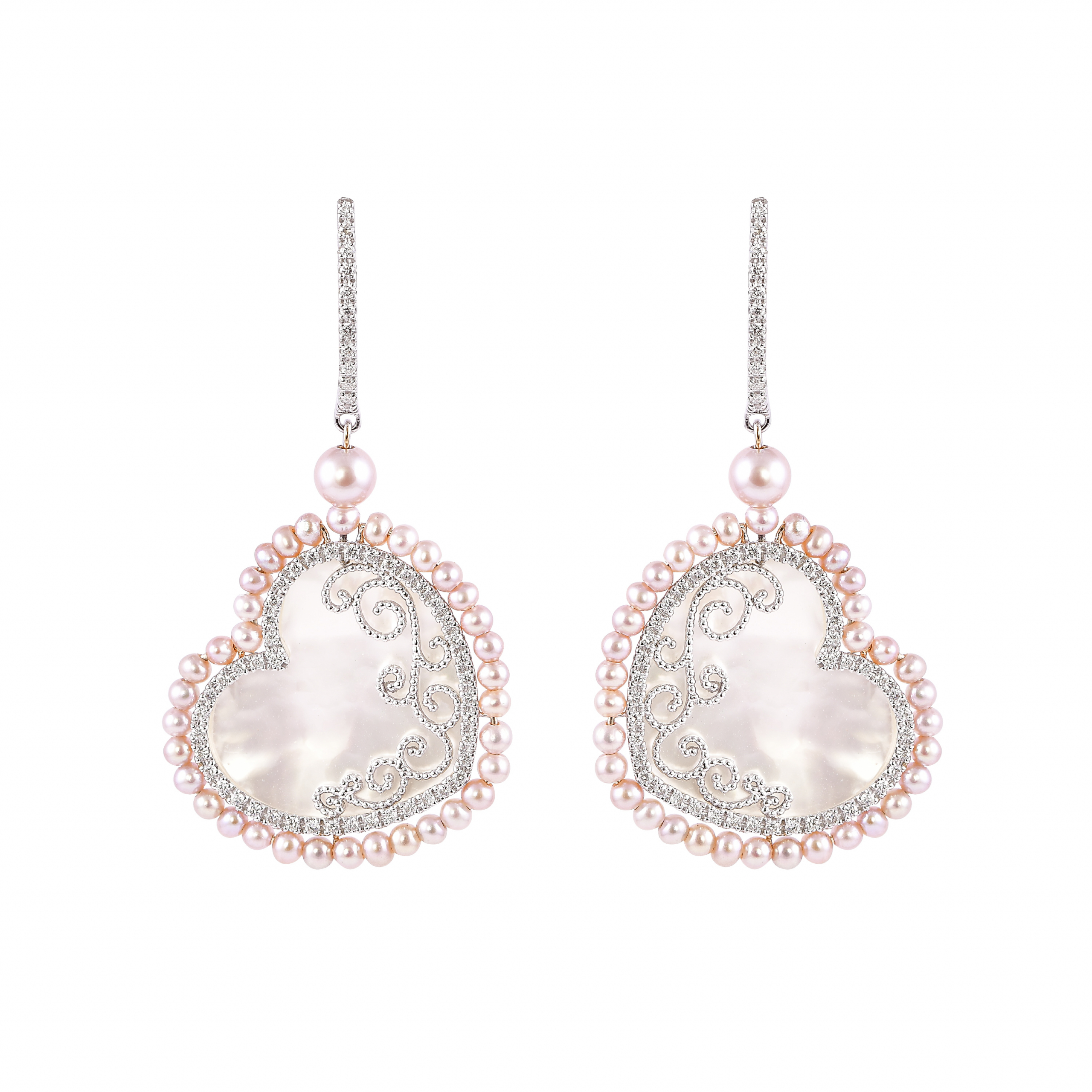 HEART MOTHER OF PEARL EARRINGS