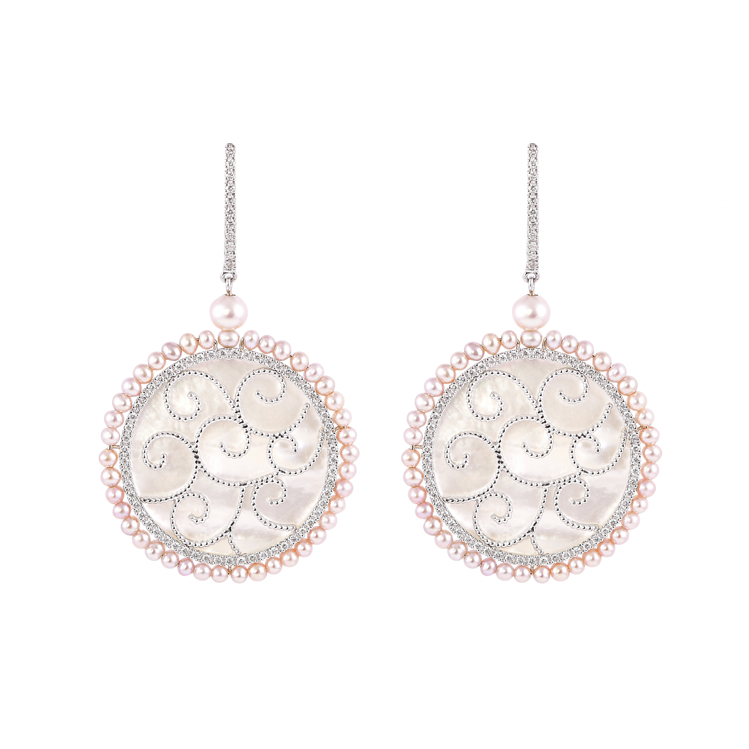 ROUND MOTHER OF PEARL EARRINGS