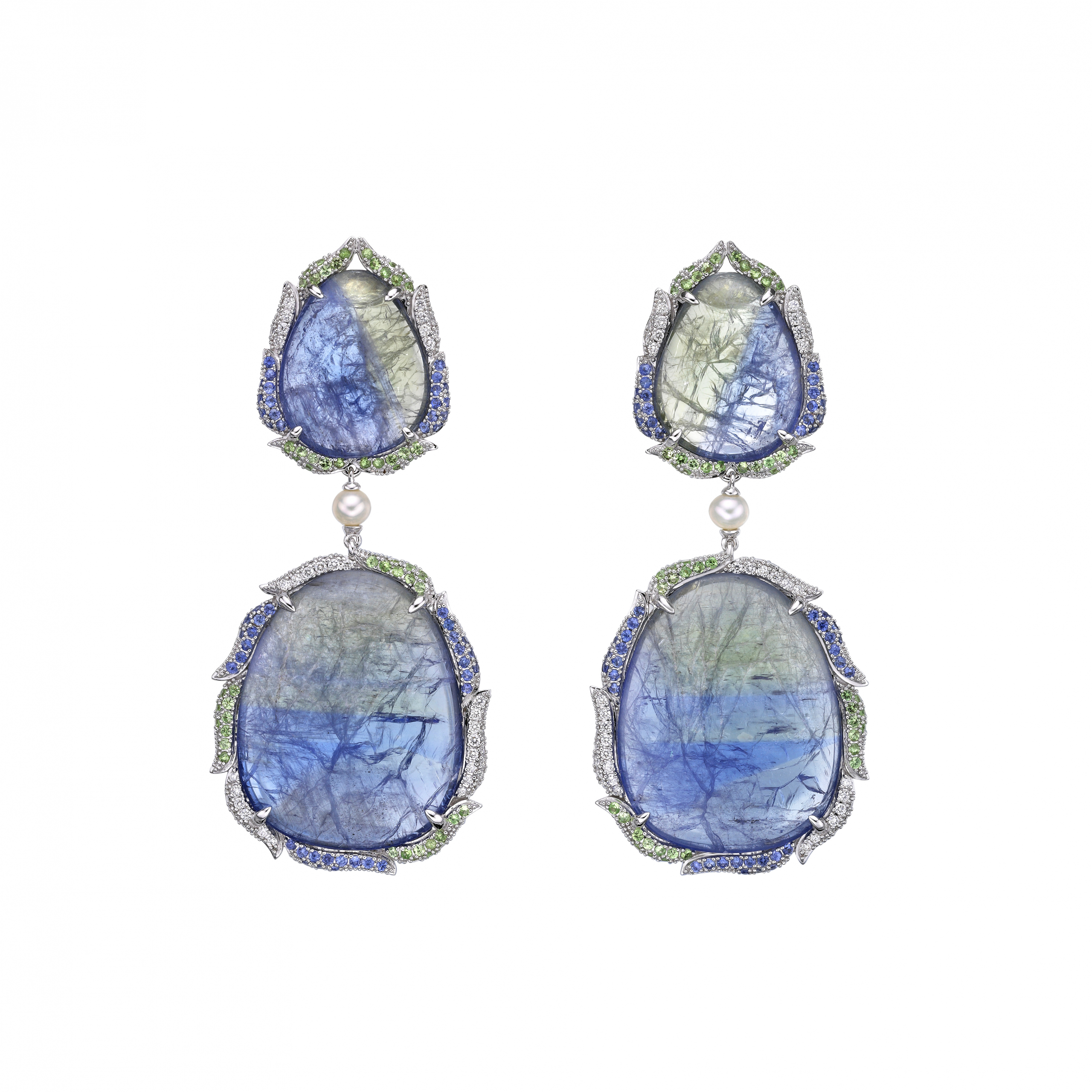 TANZANITE DOUBLE DROP EARRING