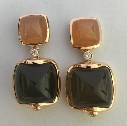 ORANGE & GREY MOONSTONE EARRING