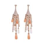 ORANGE & WHITE MOONSTONE TEARDROP EARRING