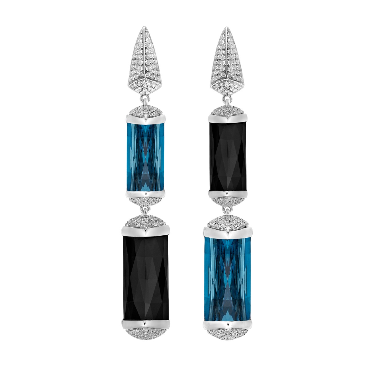 LONDON BLUE TOPAZ & BLACK ONYX DROP EARRING