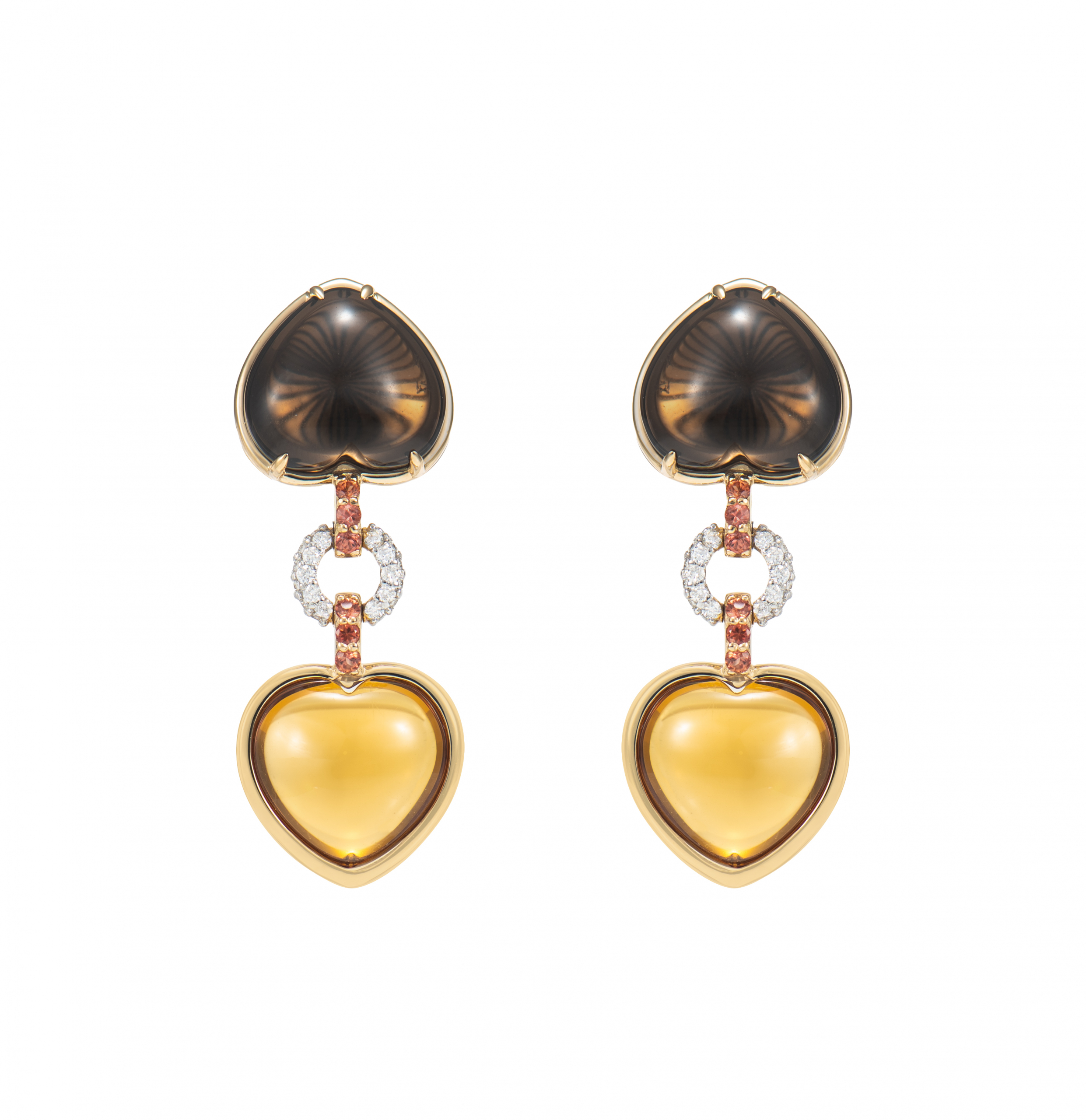 TWO HEART QUARTZ DROP EARRING