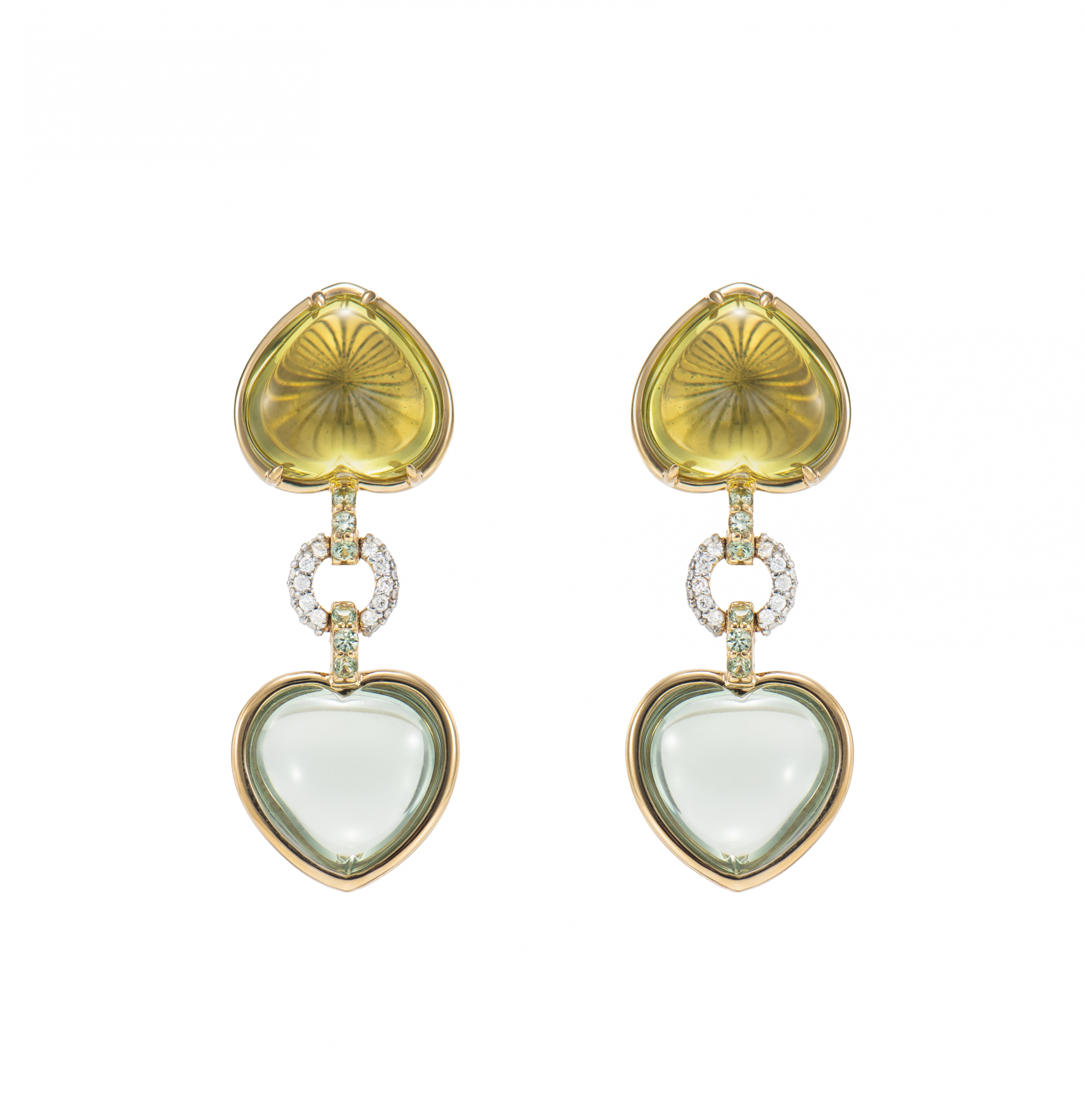 TWO HEART QUARTZ DROP EARRING