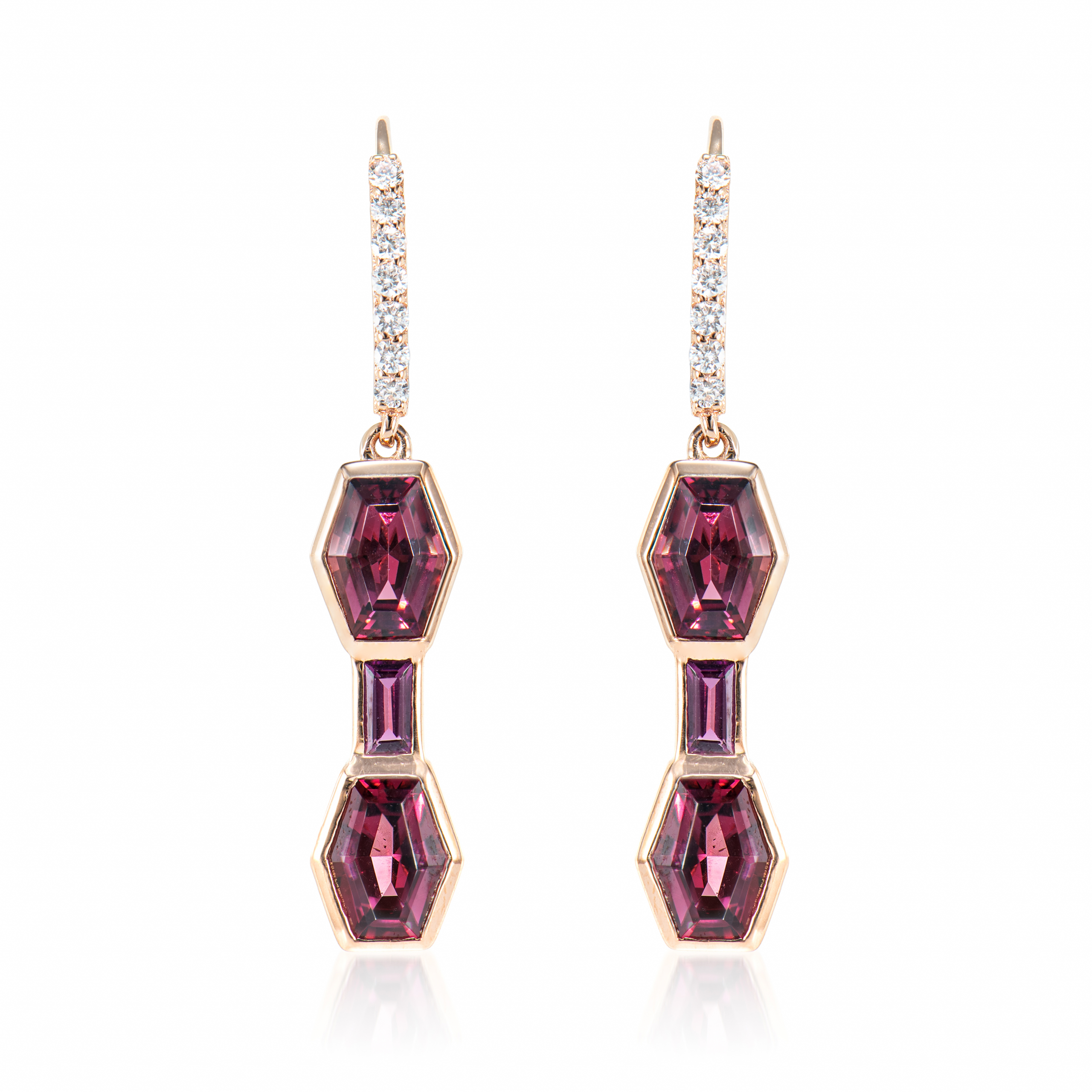 TRIPLE RHODOLITE EARRING