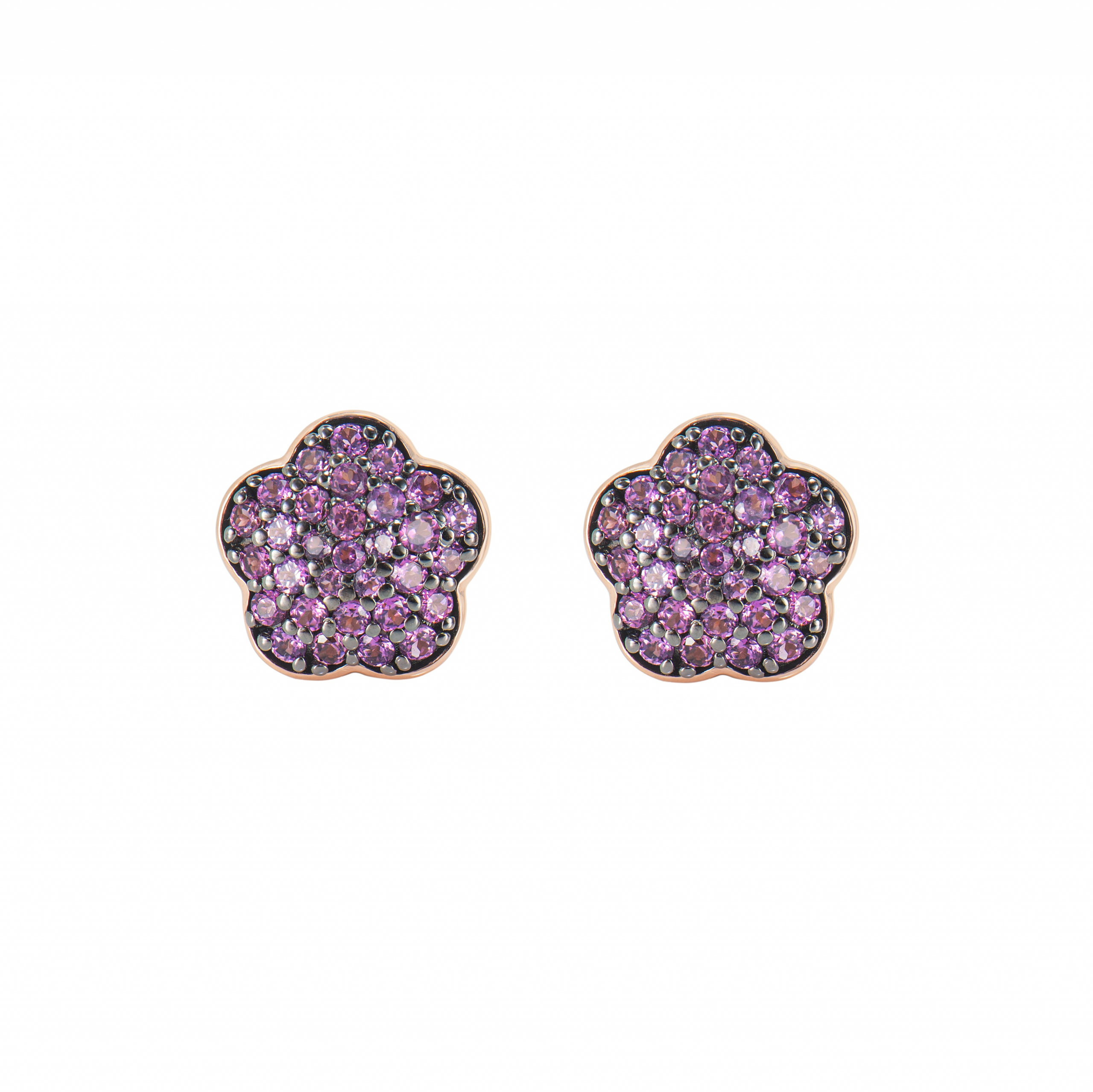 RHODOLITE FLORAL EARRING