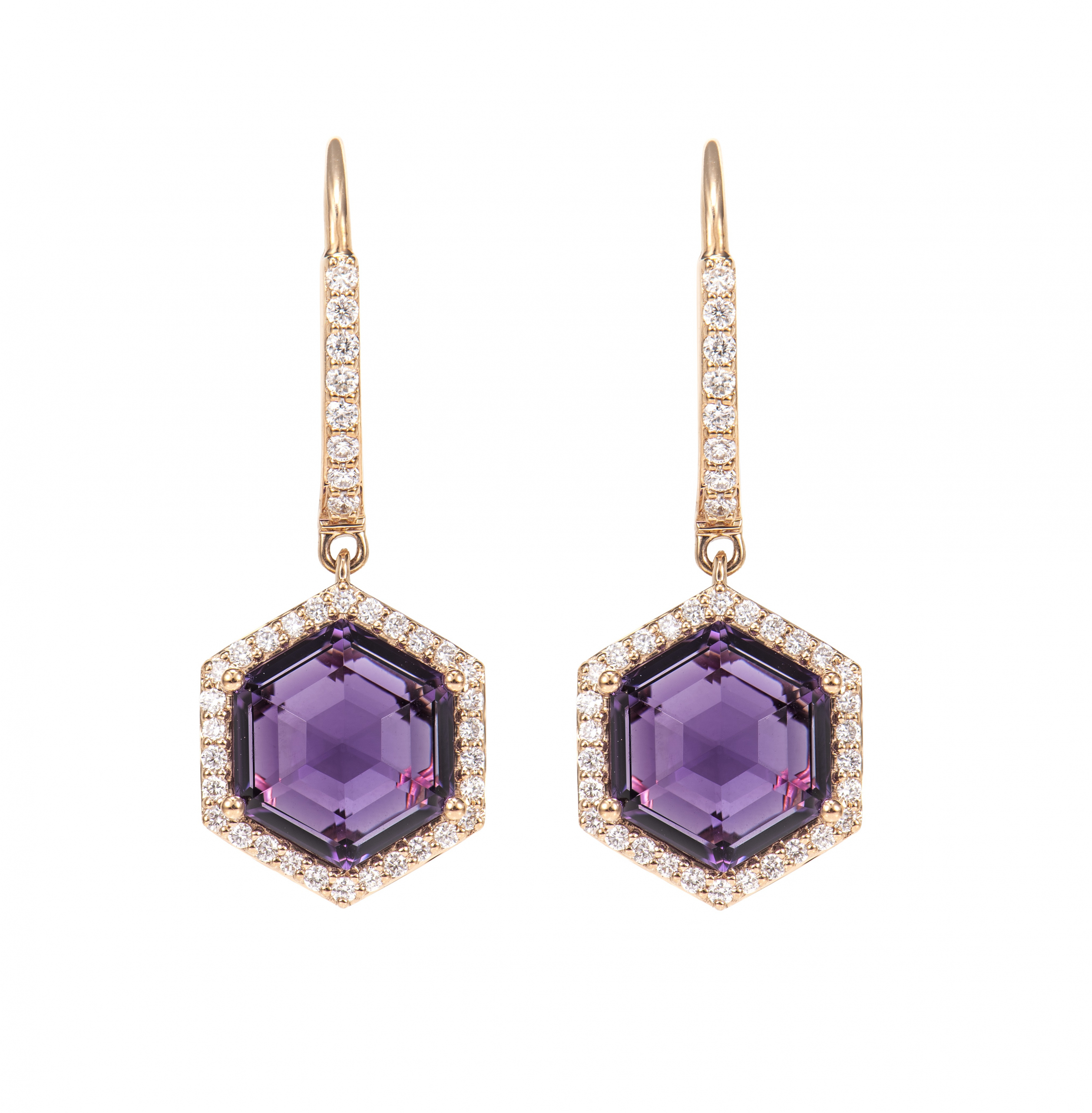 AMETHYST HEXAGON EARRING