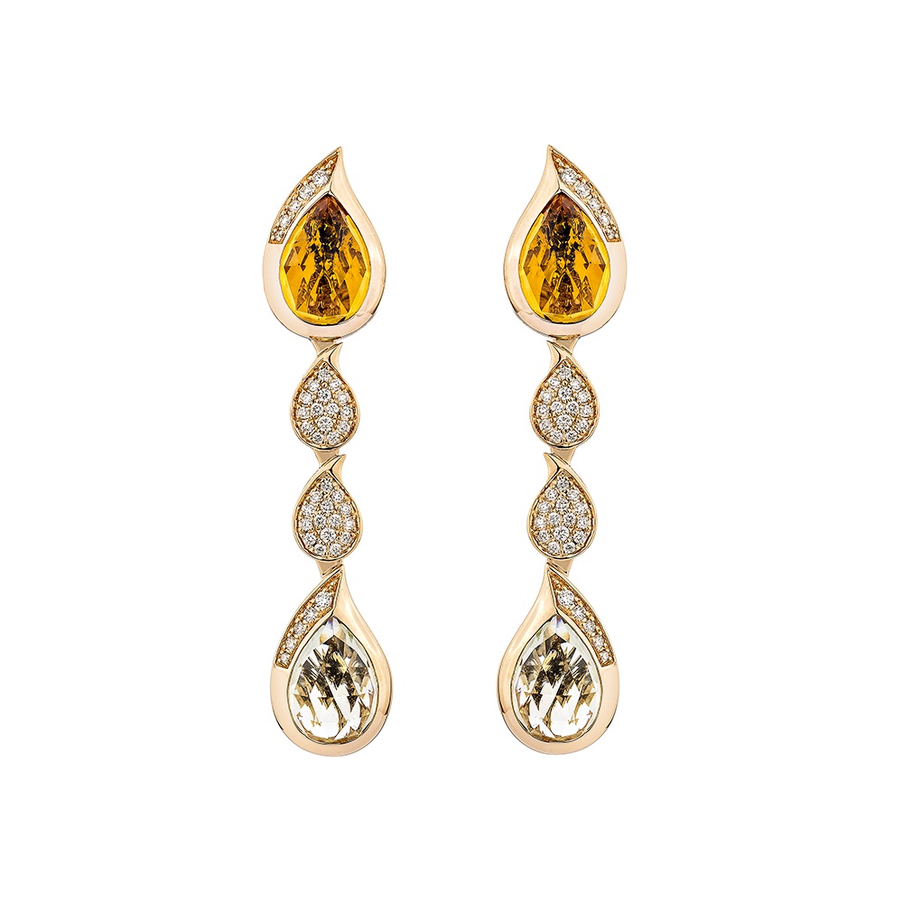 CITRINE & MINT QUARTZ DROP EARRING