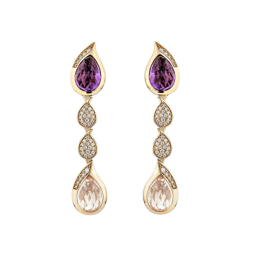 AMETHYST & ROSE QUARTZ DROP EARRING