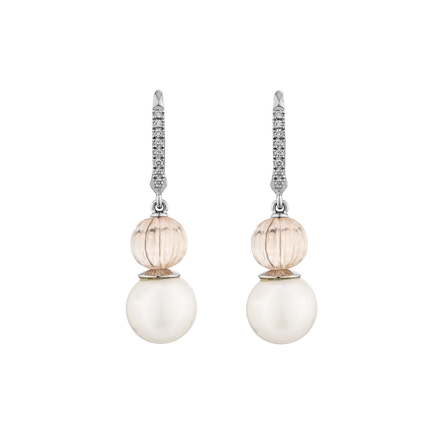 WHITE PEARL & ROSE QUARTZ EARRING