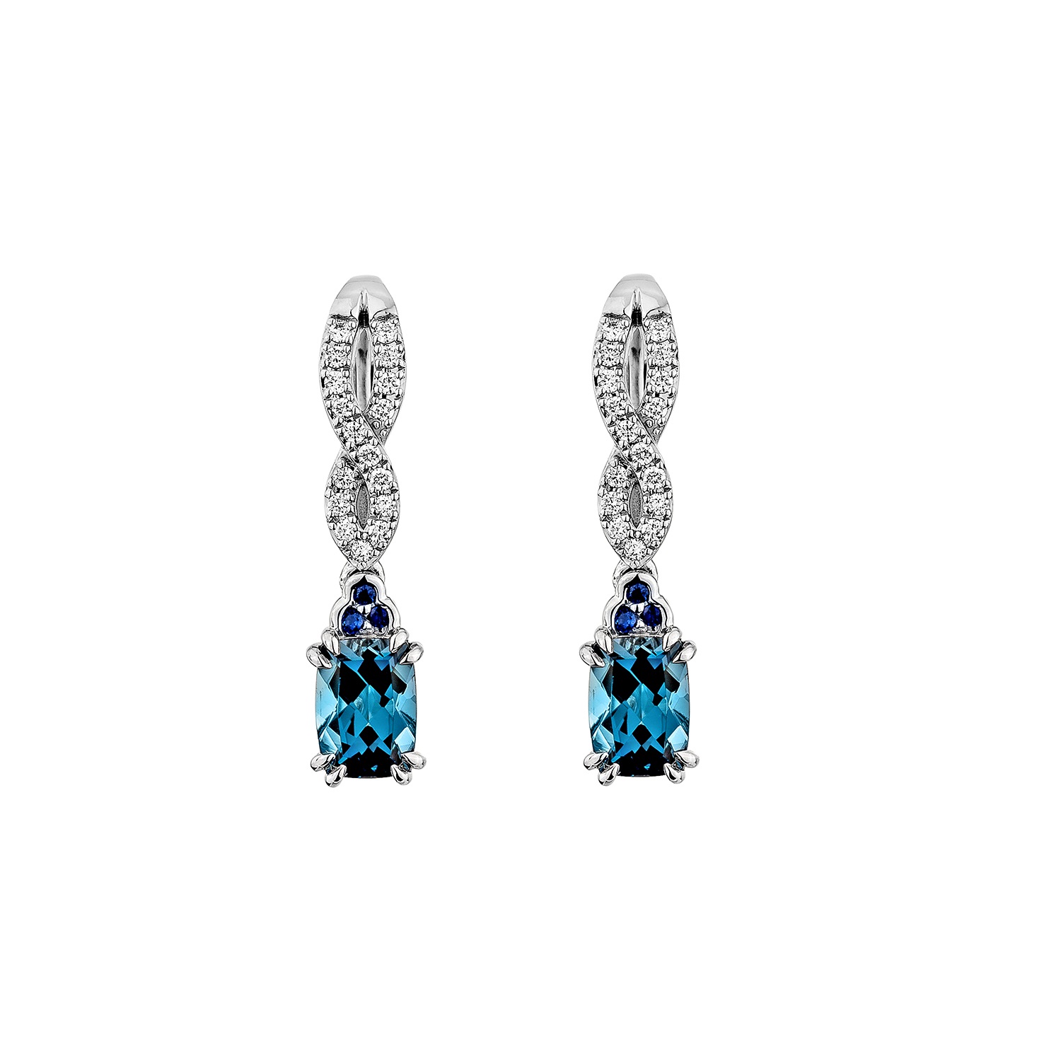 LONDON BLUE TOPAZ CROSSOVER EARRING