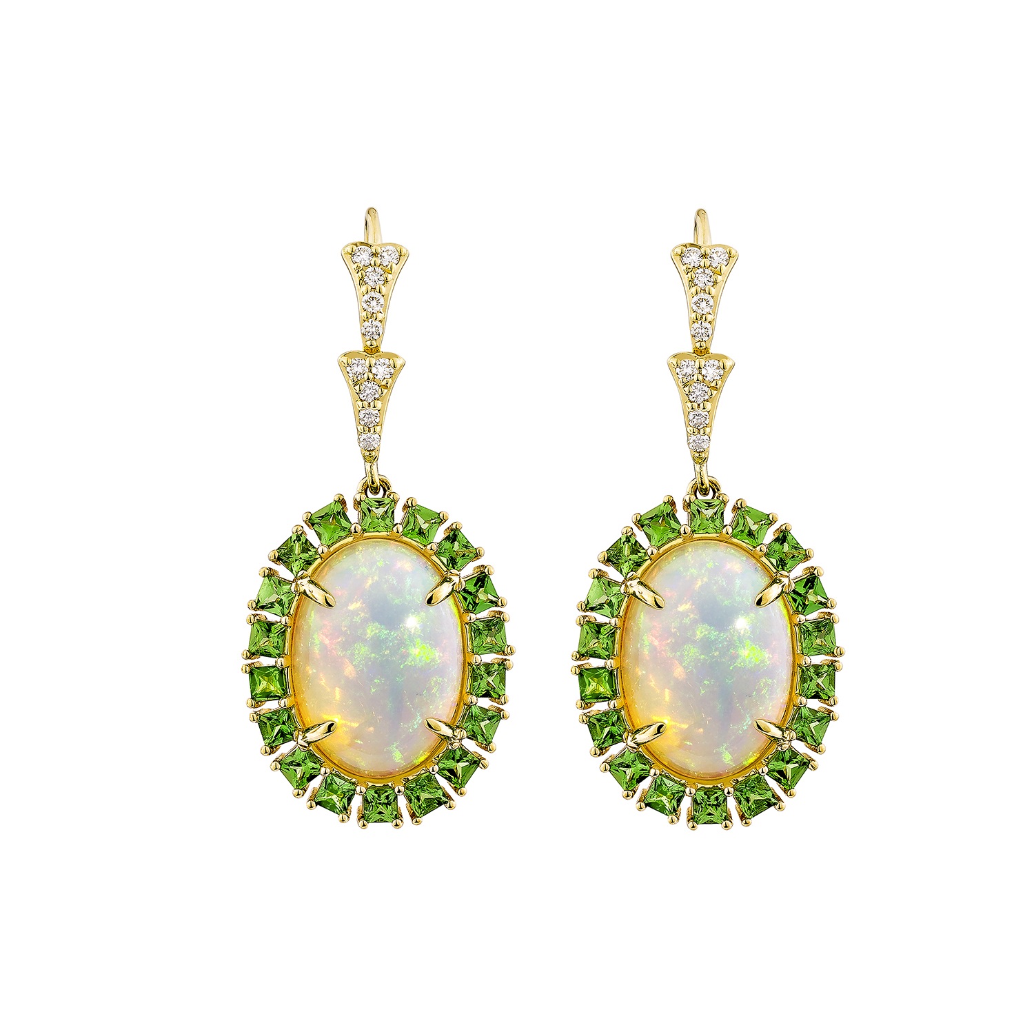 OPAL & TSAVORITE DROP EARRING