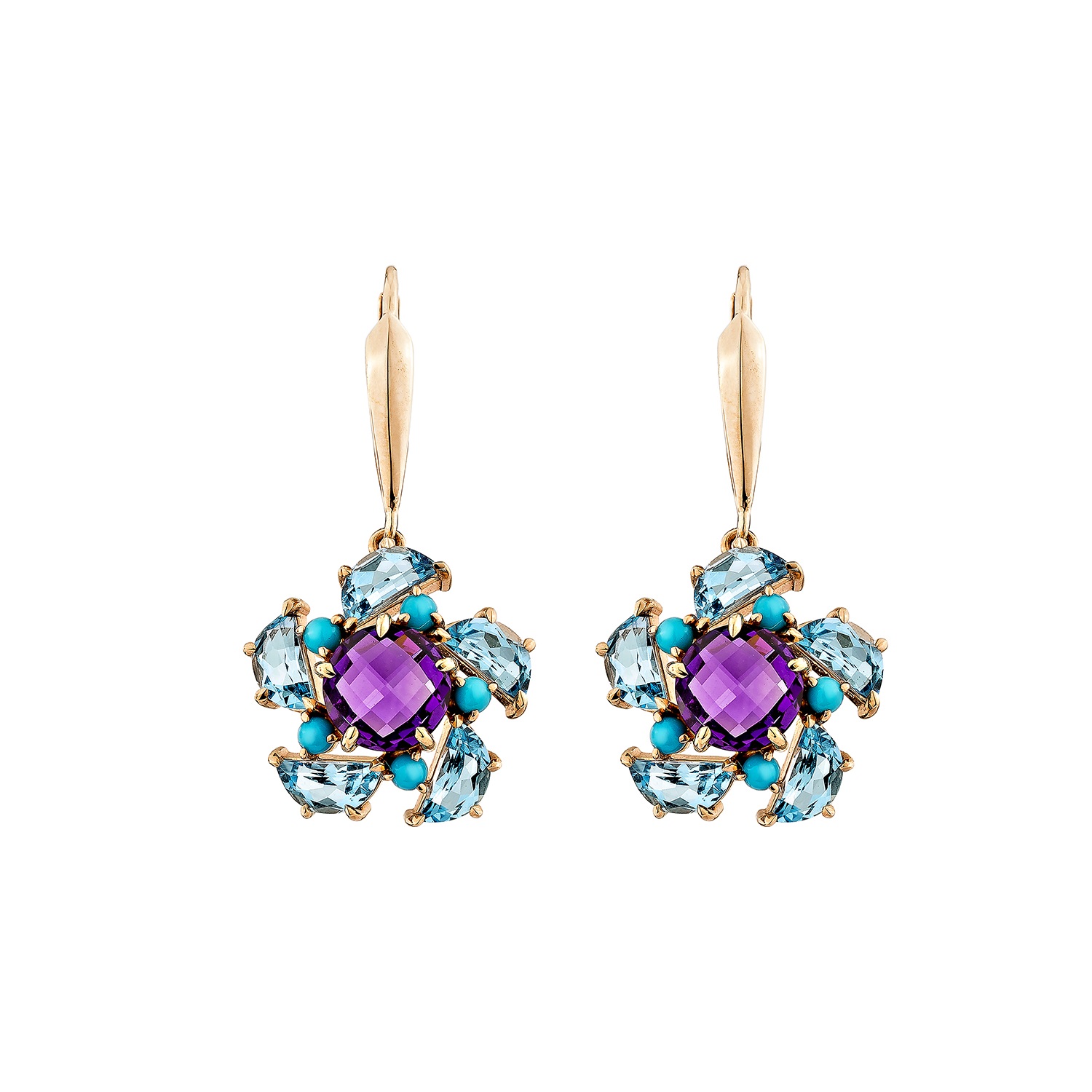 AMETHYST & SWISS BLUE TOPAZ DROP EARRING