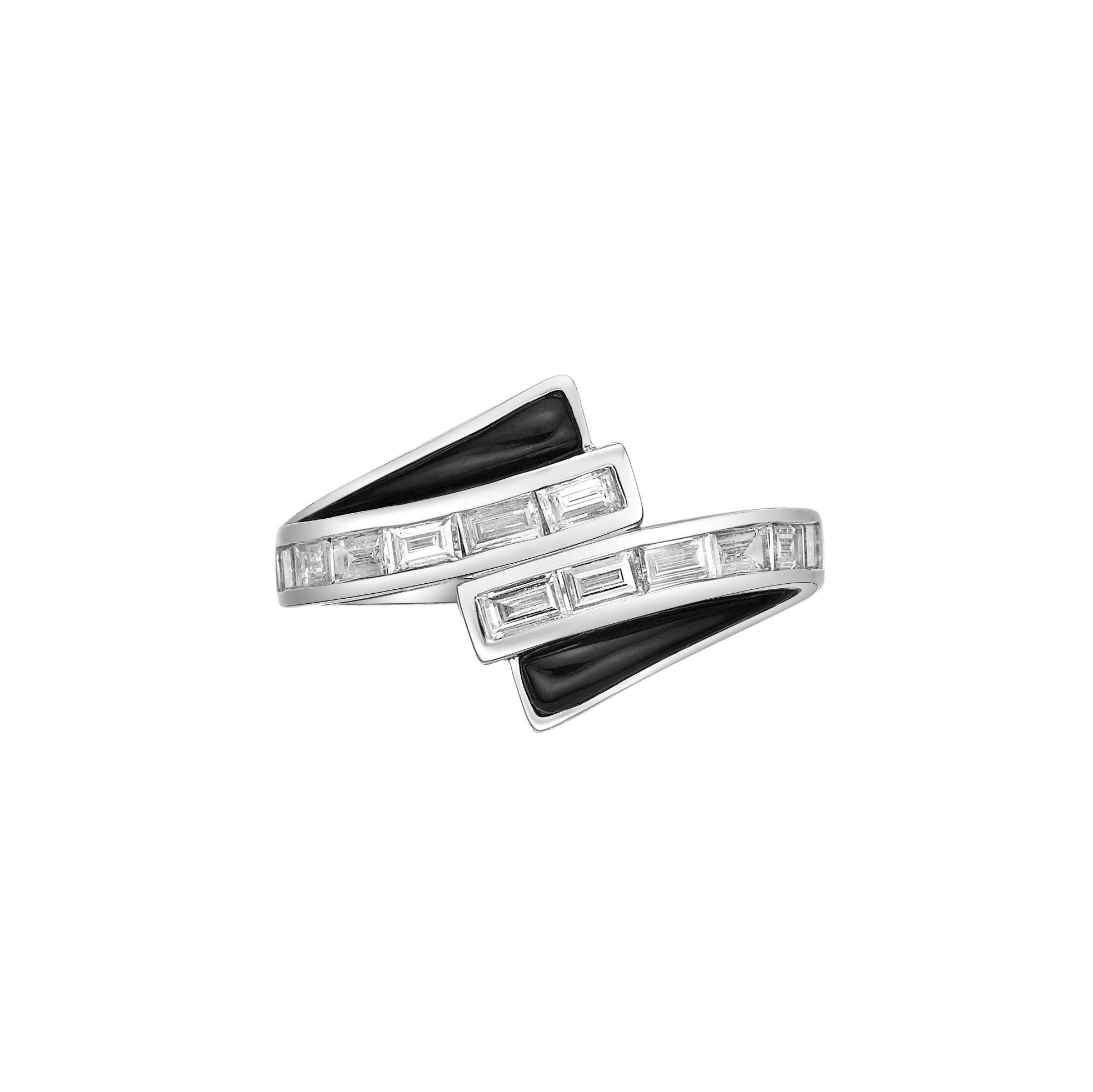 ART DECO BLACK ONYX BYPASS RING