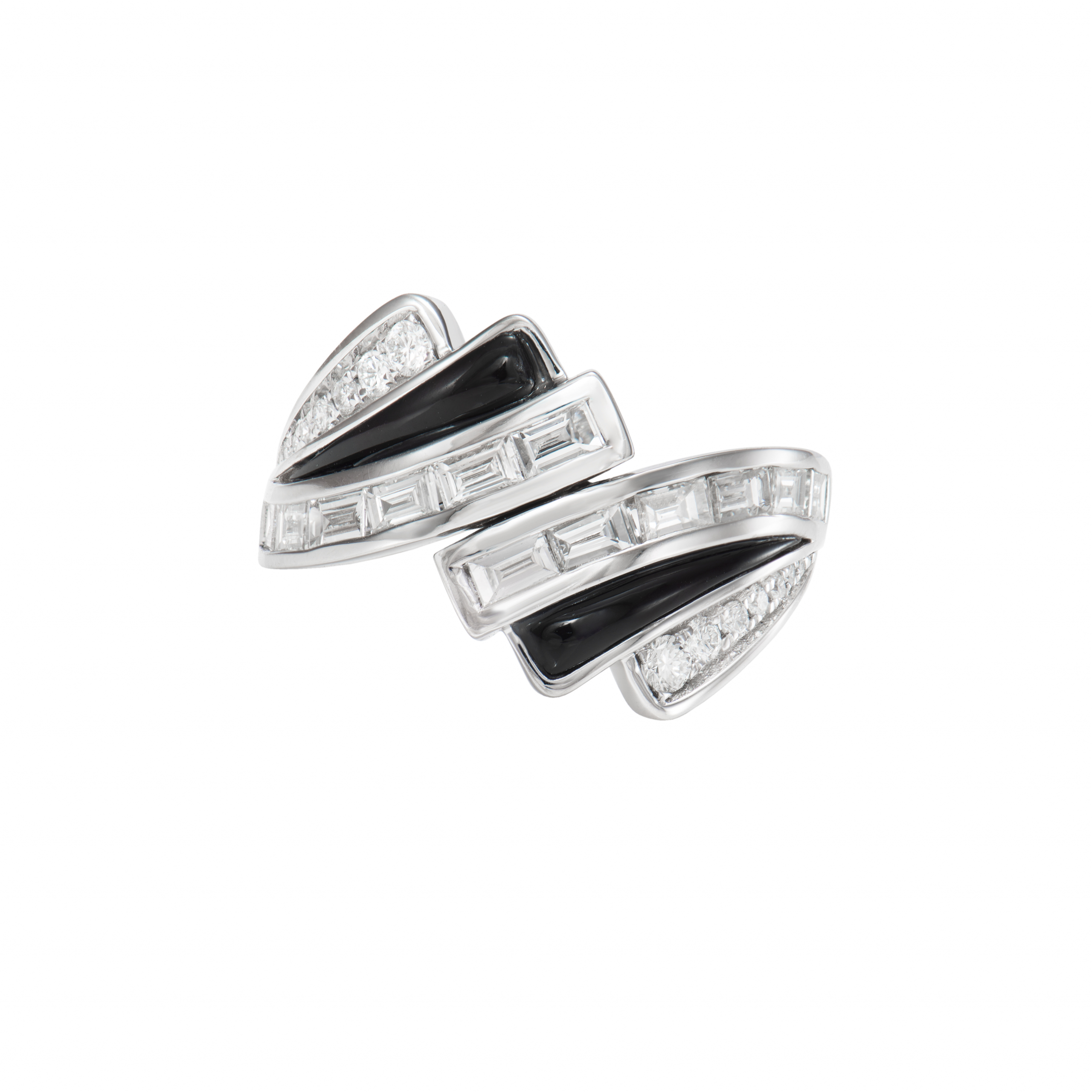 ART DECO BLACK ONYX BYPASS RING