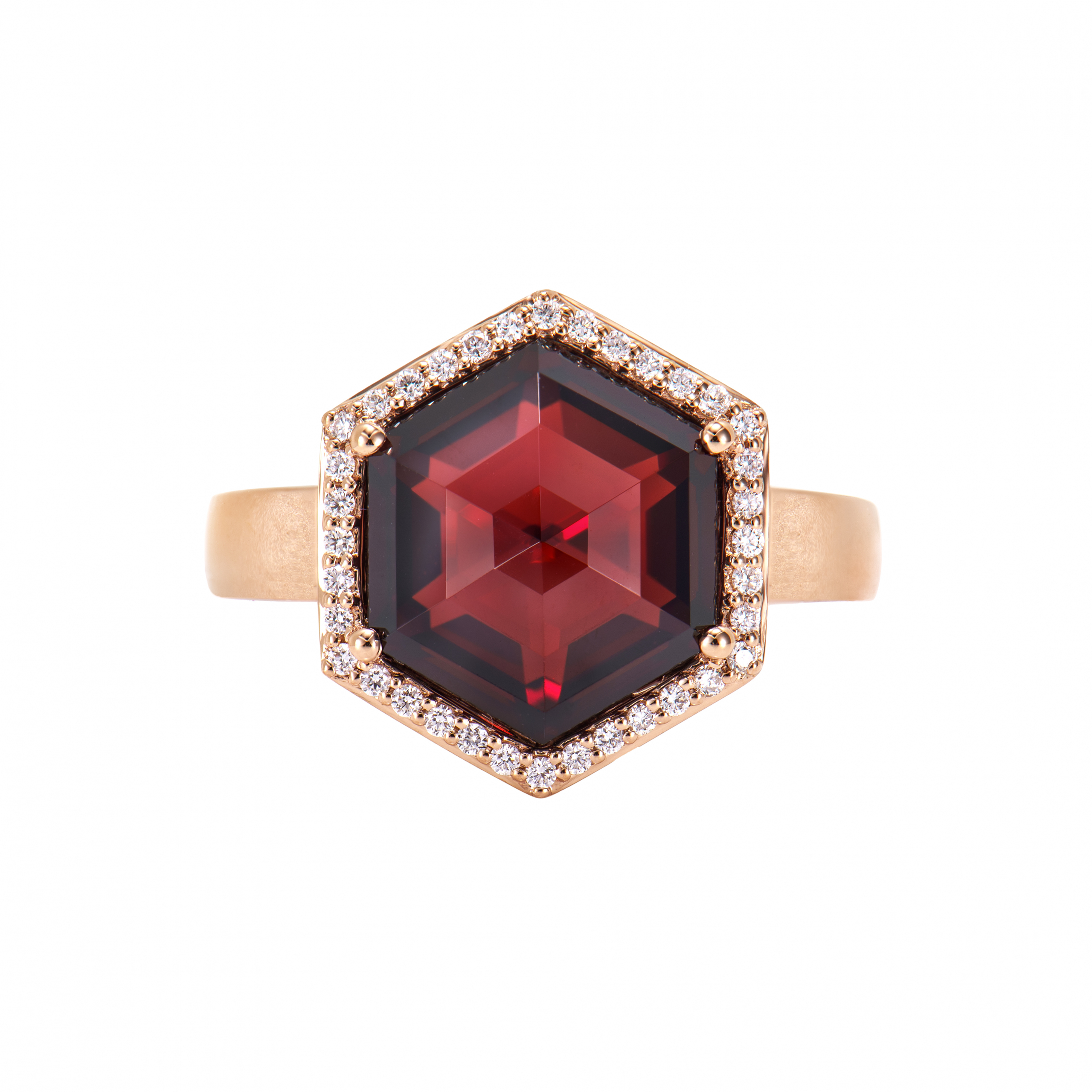 GARNET HEXAGON RING